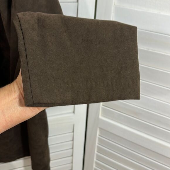 Joanna Plus Peplum Faux Suede Jacket Size 3X Stretch Brown - Picture 8 of 12
